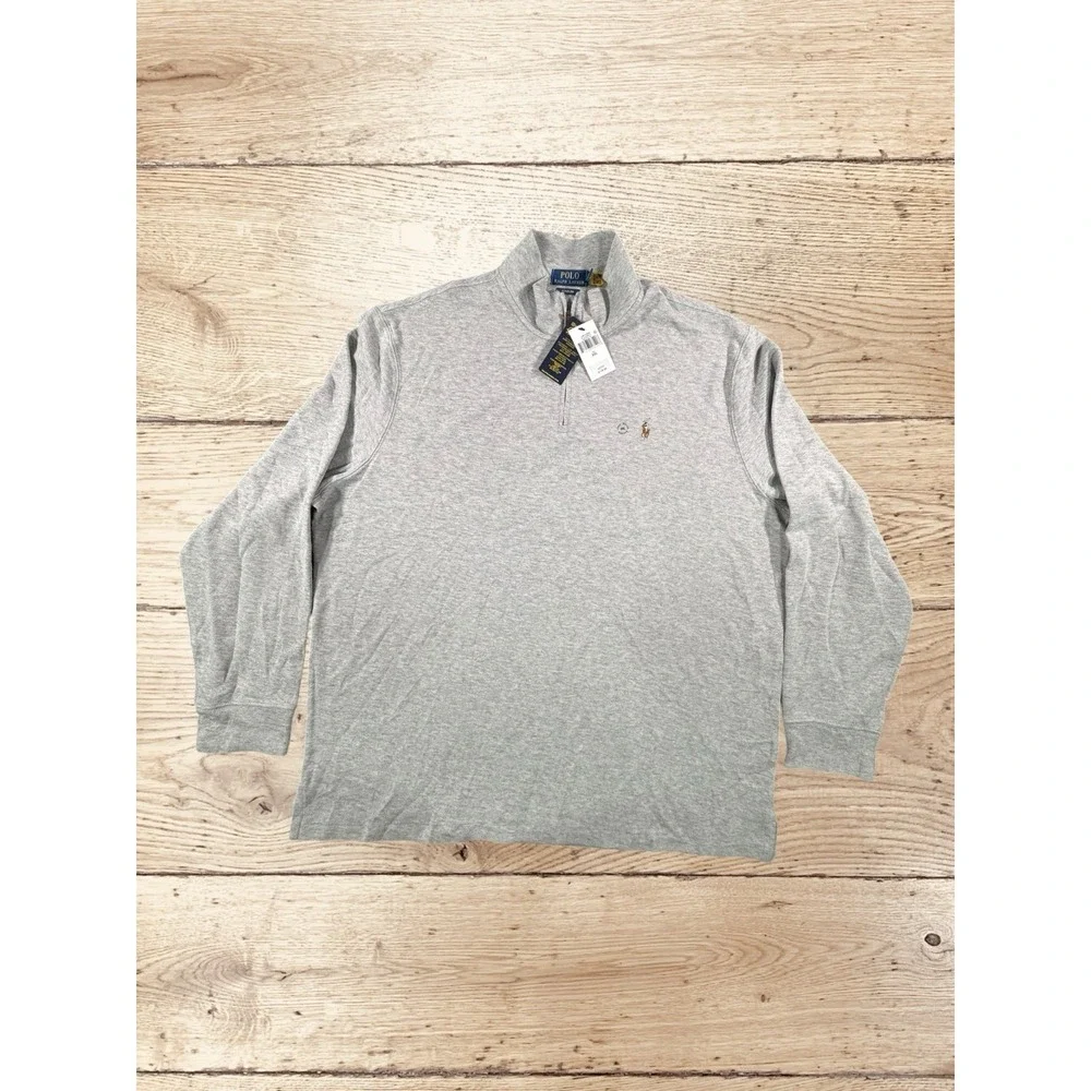 Polo Ralph Lauren Mens XXL Estate Rib Quarter Zip Pullover Grey 710671929009